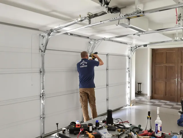 Stanton Garage Door Repair certified technician performing precision garage door repair in Stanton