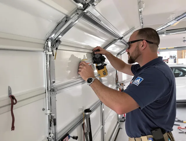 Stanton Garage Door Repair technician quieting a noisy garage door in Stanton