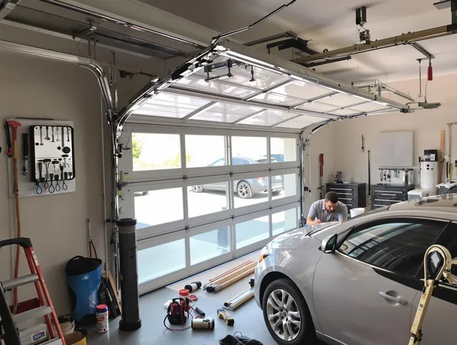 Garage door noise reduction service by Stanton Garage Door Repair in Stanton