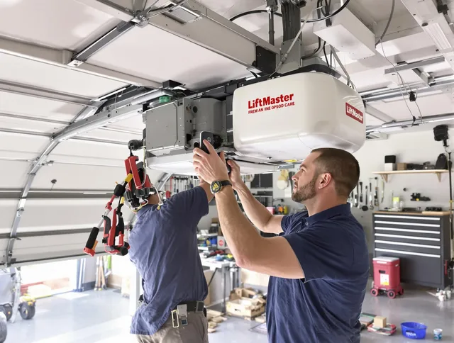 Stanton Garage Door Repair technician performing advanced diagnostics on garage opener in Stanton