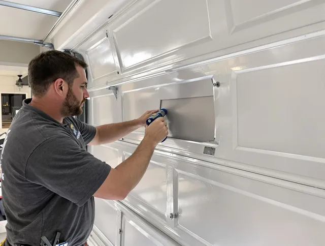 Garage door panel repair by Stanton Garage Door Repair in Stanton