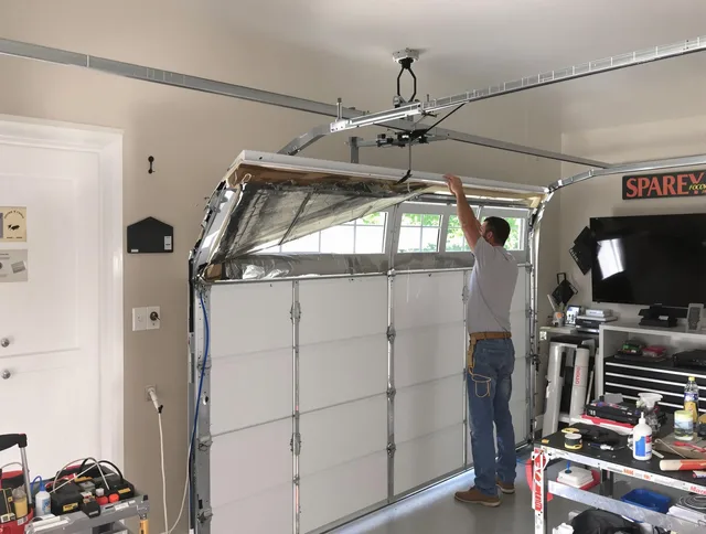 Garage door section replacement by Stanton Garage Door Repair in Stanton