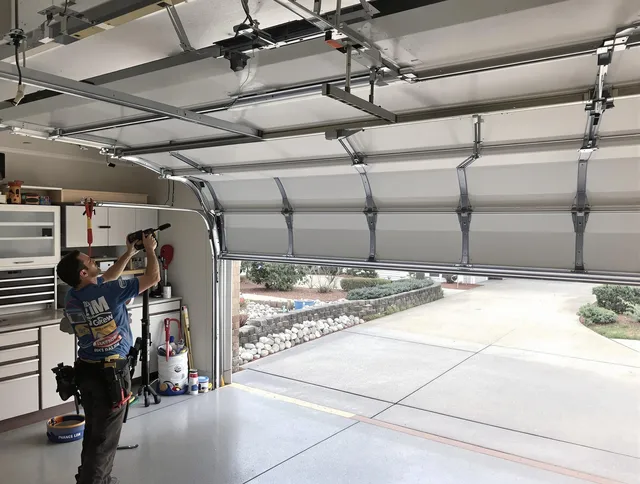 Garage door track repair service by Stanton Garage Door Repair in Stanton